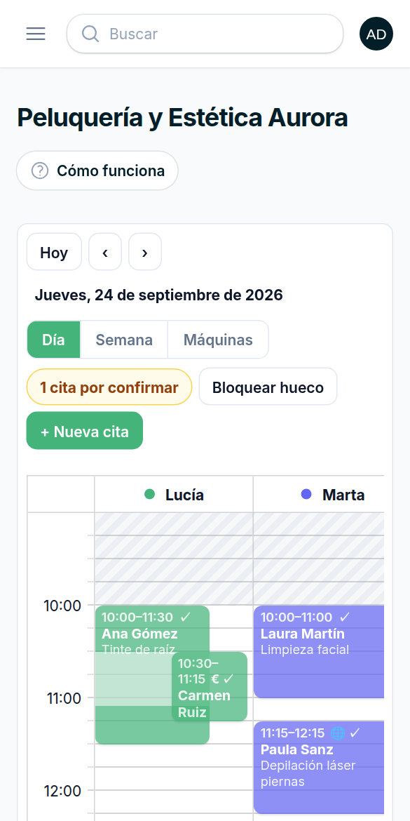 El calendario en la pantalla de un móvil